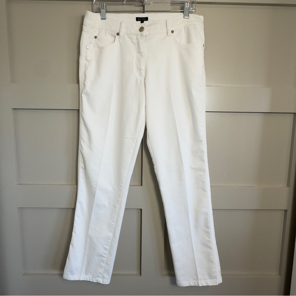Escada Jeans Pants White Straight Leg Women’s Size 40 Lightweight Ankle Length